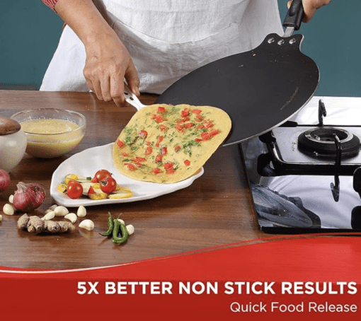 Vinod Zest Aluminium Non Stick Flat Multi Tawa - 28 cm | Roti/Chapati Tawa | 4mm Thick, 3 Layer Coating | Scratch Proof | Induction and Gas Base | 1 Year Warranty - Image 2